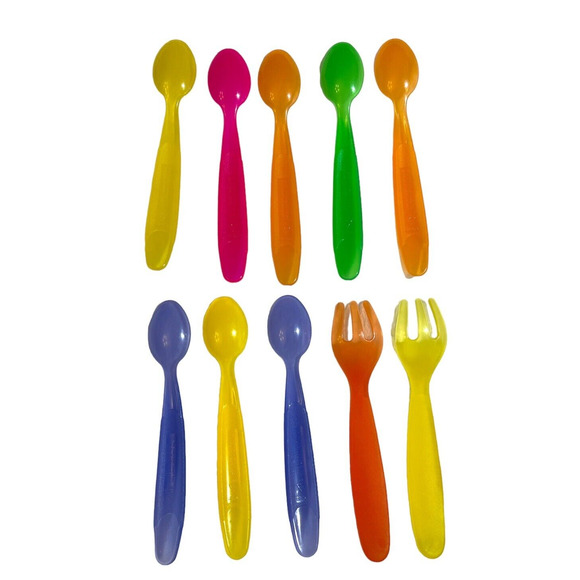 The First Years Baby Infant Feeding Spoons and Forks Plastic Lot of 10 Reusable - Picture 2 of 3